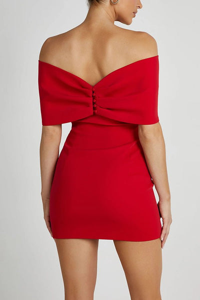 Maria™ | Off Shoulder Mini Jurk met Strik