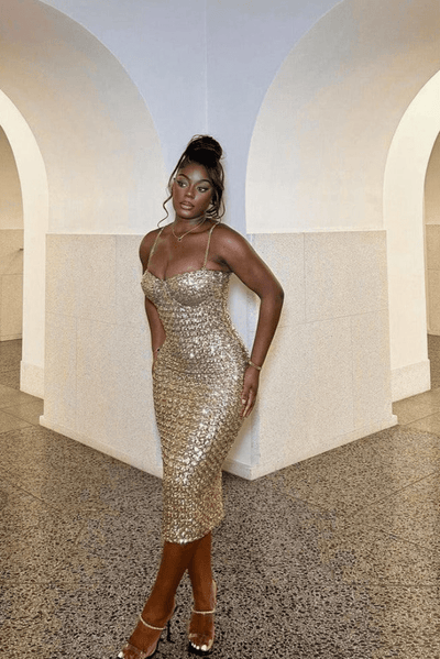 Sadie™ | Sprankelende Corset Midi Jurk