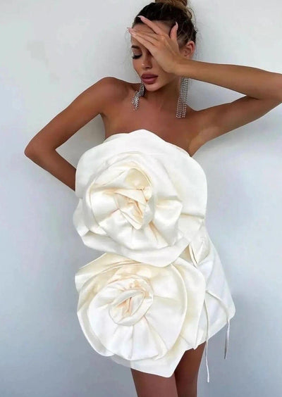 Zelithra™ | Strapless Roze Mini Jurk